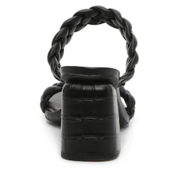 Black croc braided heeled block sandals heels 👠 - Picture 6 of 11